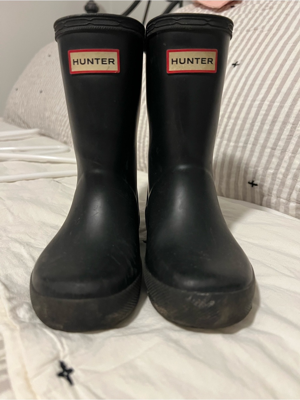 Hunter Kids Black Classic Logo Rain Boots